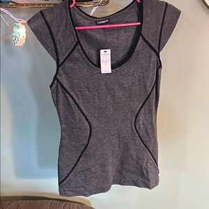 Express Gray Fitted Tank Top